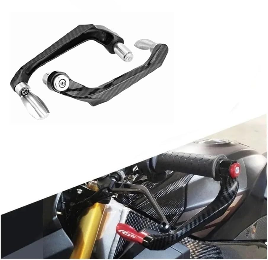 Motorcycle Lever Guards, 7/8 Inch Aluminum Alloy Brake & Clutch Protector, Universal Fit for Dirt Bike & Street Motorcycle, Off-Road Riders, Heavy-Duty Handlebar Guard (Silver)