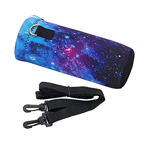 RICHEN Neoprene Water Bottle Carrier Bag with Adjustable Shoulder Strap,Insulated Water Bottle Cover for Stainless Steel/Glass/Plastic Bottles - color: Galaxy, size: 750ml