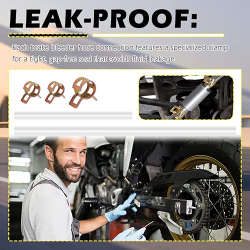 Brake Bleeder Hose One Way Check Valve 2-Piece Kit,Universal Brake Bleeding Kit for Hydraulic Brakes System,Leak-Proof Brakes Bleeder Tool Set with Clamps & Bleeders Valve Cap