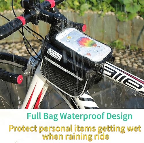 Bike/Bicycle Bag,Bike Phone Holder Mount Bag,Touchscreen Bike Phone Mount under 6.8”,Waterproof, Bicycle Accessories Frame Storage Bag(Red) - color: Red
