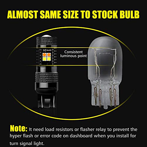 AUXLIGHT 7443 7443LL 7444NA T20 Switchback LED Bulbs 16SMD Chipsets Parking Lights/Daytime Running Lights/DRL and Turn Signal Lights with Projector replacement, White/Amber (Pack of 2) - size: 7443