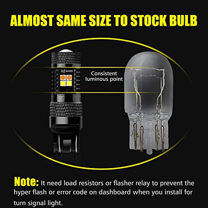 AUXLIGHT 7443 7443LL 7444NA T20 Switchback LED Bulbs 16SMD Chipsets Parking Lights/Daytime Running Lights/DRL and Turn Signal Lights with Projector replacement, White/Amber (Pack of 2) - size: 7443