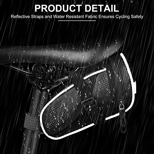 Bicycle Seat Bag Water Proof,Bike Pack Under Seat,Wedge Saddle Bag for Bike,Cycling Accessories - color: black T
