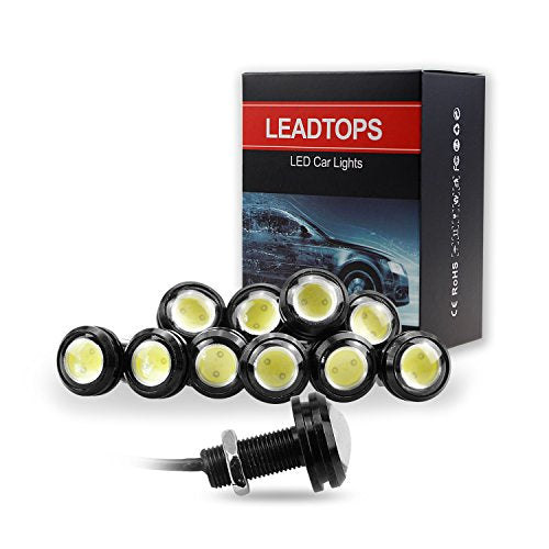 10Pcs 18mm 12V Eagle Eye LED Car Fog DRL Daytime Running Light Backup Reverse Tail Rock Lights Small bulb (White, Black Case) - color: White light