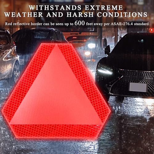 2 PCS Slow Moving Vehicle Sign, 8×7 Inches Reflective Slow Moving Vehicle Triangle Sticker, Diamond Grade Reflective Slow Moving Decal for Golf Cart, UTV, Car Accessories