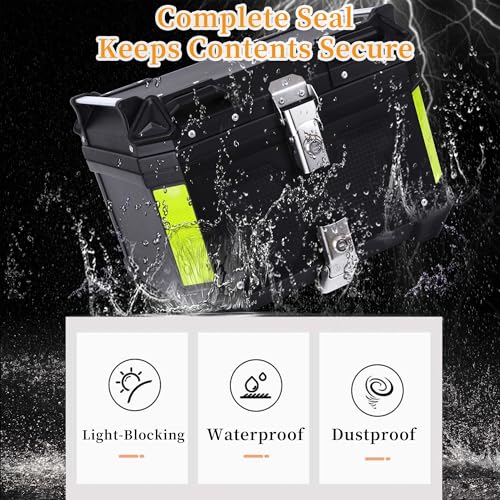 Motorcycle Top Case 45L Trunk Tail Box Bag Aluminum alloy handle with Leather Lining Anti-Theft With Double Lock Waterproof Dustproof Easy Installation with Universal Bracket Black - color: Black（45L-Double Lock）
