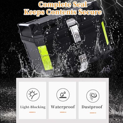 Motorcycle Top Case 45L Trunk Tail Box Bag Aluminum alloy handle with Leather Lining Anti-Theft With Double Lock Waterproof Dustproof Easy Installation with Universal Bracket Black - color: Black（45L-Double Lock）