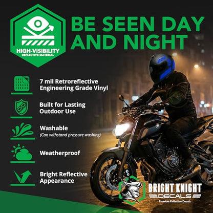 BRIGHT KNIGHT DECALS Reflective Stickers, 17pc Triangle Kit, Reflective Tape Outdoor Waterproof Motorcycle Helmet Stickers for Bikes, Scooters, and Hard Hats, Night Safety High Visibility - color: Blue