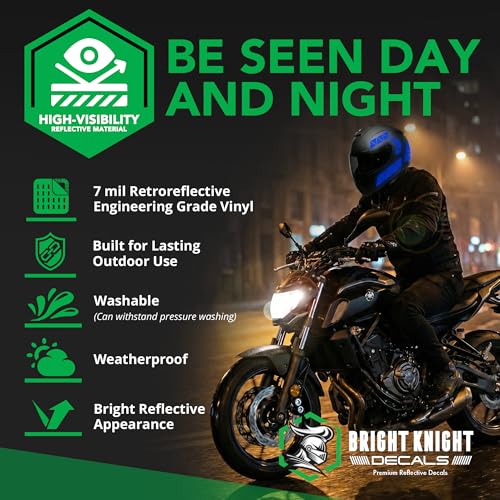 BRIGHT KNIGHT DECALS Reflective Stickers, 17pc Triangle Kit, Reflective Tape Outdoor Waterproof Motorcycle Helmet Stickers for Bikes, Scooters, and Hard Hats, Night Safety High Visibility - color: Blue