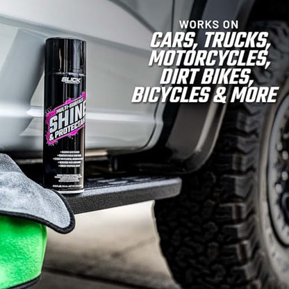 Slick Products Shine & Protectant Spray 17.35 FL OZ. - High Gloss Clear Coating Renew Vinyl, Plastic, Rubber, Trim, Tire, Car, Truck, Motorcycle, Dirt Bike (12-Pack) - size: 17.35 Fl Oz (Pack of 12)