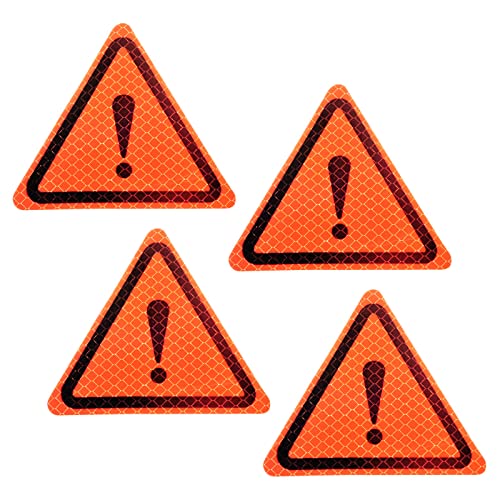 PATIKIL Reflective Stickers, 4 Pack 3.94 x 3.94 Inch Waterproof Adhesive High Visibility Night Caution Warning Triangle Safety Tape Reflector for Trucks Trailers Cars, Orange - color: Orange