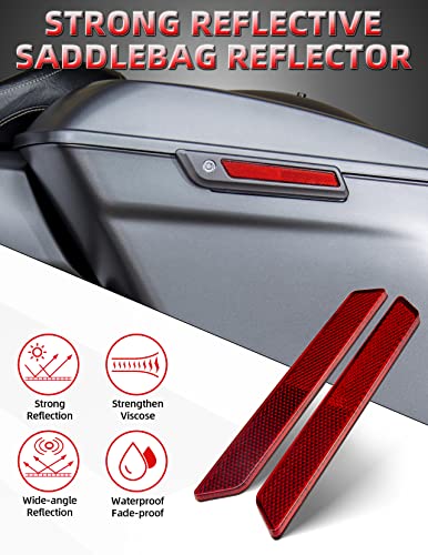 Amazicha Red Saddlebag Reflector Hard Saddle Bag Latch Cover Reflectors Compatible for Harley Touring Street Glide Electra Glide Road Glide Road King 2014-2024 - color: Red