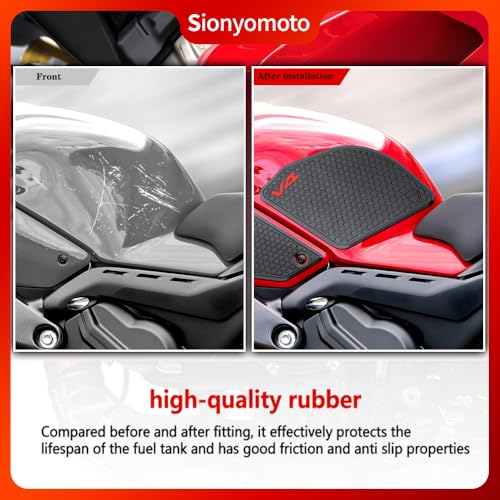 Fuel Gas Tank Pad Protector Stickers Decal Set Compatible with Panigale V4/V4S 2022 2023 2024- Anti-Slip Protective Kit, Black | 4-Piece