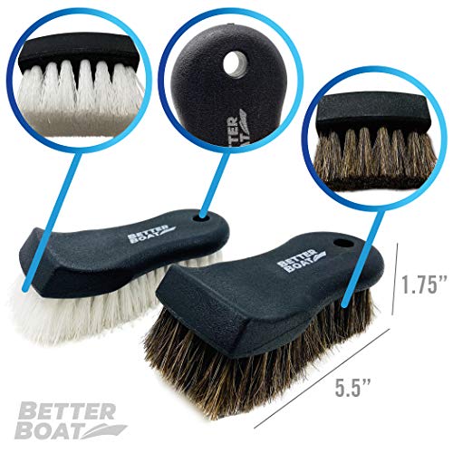Upholstery Brush Set, Carpet and Car Cleaning Brushes, Horsehair Detailing Brush for Upholstery Cleaner, Leather, Interior, Boat, Couch, and Sofa Cleaning