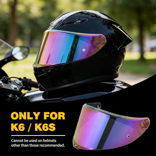 K6 Helmet Shield Visor Replacement Face Shield Compatible with K6 K6S Motorcycle Helmet Accessories (Rainbow) - color: Rainbow