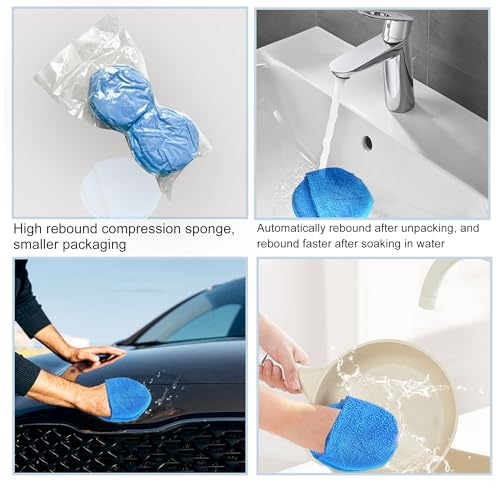 Microfiber Wax Applicator, AutoCare Ultra-Soft Microfiber Wax Applicator Pads with Finger Pocket Wax Applicator for Cars Wax Applicator Foam Sponge (Blue, 5" Diameter, Pack of 10)