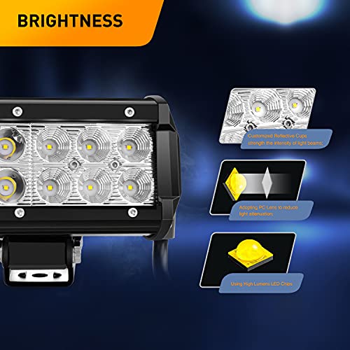 GOOACC 12 Inch 72W LED Light Bar Spot Flood Combo Driving Off Road Lighting Working Lamp with 16AWG Wiring Harness for Truck Golf Cart SUV ATV UTV Boat - color: 72W Light Bar + Wiring Harness