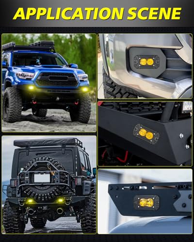 Yellow Flush Mount LED Pods, AKD Part CREE LED Flush Bumper Fog Lights 40W Spot Flood Combo Offroad Driving Lights Yellow Flush Mount LED Chase Light Pods for Trucks Pickup SUV UTV ATV - color: Yellow Flush
