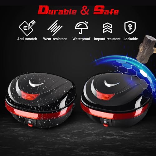 Motorcycle Trunk Top Case Motorcycle Tour Tail Box Lockable Storage Carrier Case for Helmet Luggage Black 35L(35L) - size: 35L