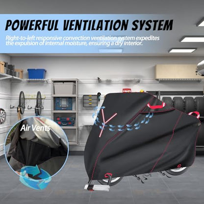 800D Motorcycle Cover 91 Inch - Outdoor Moped Cover with Lock Hole Universal Fit, Heavy Duty & All-Weather Waterproof Motor Cycle Protection Fit for Harley, Honda, Kawasaki, Fit Up to 91" Motorcycles - size: (XL) 91" x 37" x 49"