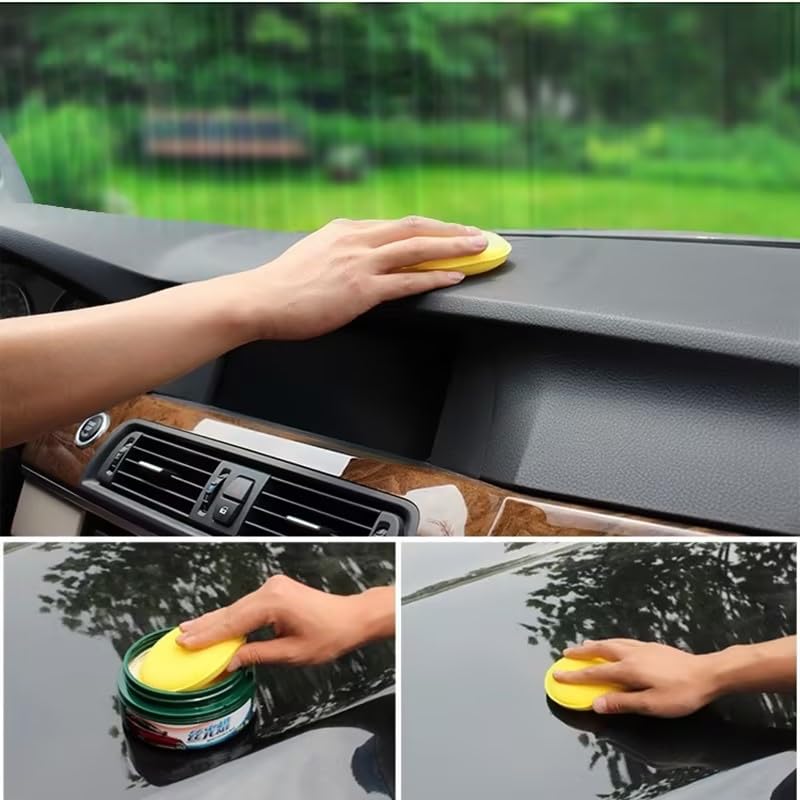 8Pcs Car Waxing Polish Sponges,Yellow Car Waxing Polish Sponges 10cm Car Detailing Applicator Pads Round Pocket Microfiber Foam,Body Repair Tools