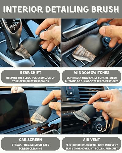 oesee 18Pcs Professional Car Interior Detailing Kit All-in-One Cleaning Tools for Windows, Dashboard, Vents, Windshield Cleaner Brush, Magic Sponge, Chamois Cloth, Detailing Brushes & Accessories