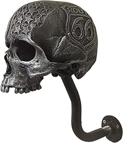 Personalized Cool Wall Mount Motorcycle Skull Helmet Holder, Skull with Beard-Helmet Rack,Removable Resin Crafts Motorcycle Helmet, Hanger for Coats, Bike,Baseballs and Rugby Helmet Caps, - color: B