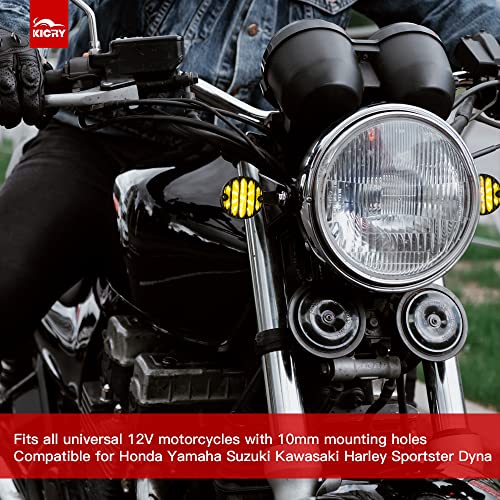 SMD LED Bullet Turn Signals Motorcycle Amber Front Rear Blinker Grill Indicator Universal Compatible for Honda Yamaha Suzuki Kawasaki Harley Chopper Bobber Dyna(Black-Amber) - color: C-Black Amber