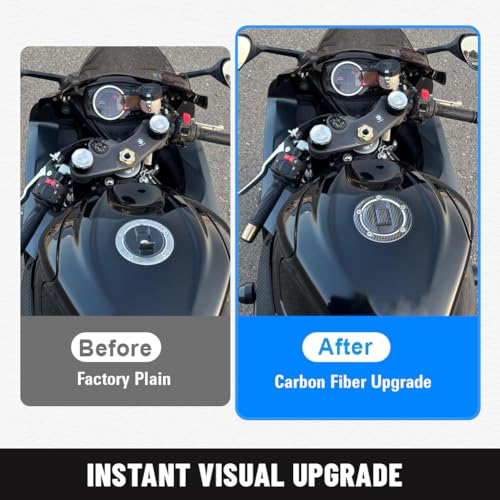 FSFY Real Carbon Fiber Gas Cap Gas Cover Decal Sticker Tank Protector Pad 108mm Diameter Reflective for Suzuki GSXR1300 Hayabusa GSXR1000 GSXR750 GSXR600.