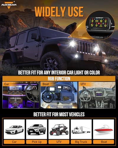 Auxbeam 8 Gang Switch Panel RB80 Toggle Momentary Pulsed RGB Dimmable Switch Panel Multifunction Panel Two Sided Output Marine Switch Panel IP65 Waterproof for Car Boat RV, 3 Years Warranty - size: 8 Gang (Both-Sided Output), style: RGB (Without APP)