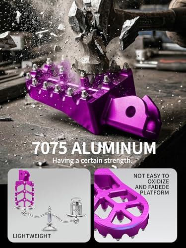 JFG RACING Dirt Bike Pegs,Motorcycle Foot Pegs MX Foot Pedals Rests CNC for Light Bee Surron/CRF150F CRF230F 2003-2019/KDX200 1983-1994 - Purple - color: purple