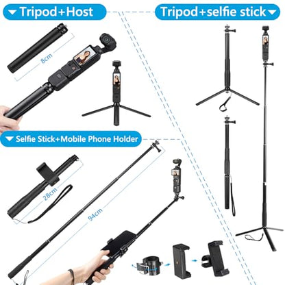 Accessories Kit for OSMO Pocket 3/Pocket 4, SGIP 2-in-1 Stand, Organizer Bag, Hard Shell Case,Selfie Stick,Tripod,Magnetic Mount,Mobile Phone Holder, Screen Protector, Accessories for OSMO Pocket 3 4