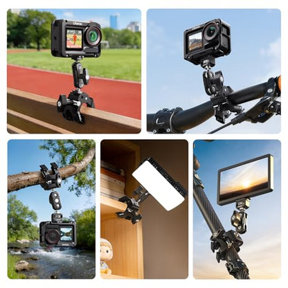 ULANZI CO78 Super Clamp Kit w Magic Arm, for Action Cam – 1/4" & ARRI Locating Pins + Cold Shoe Mount, 3-Jaw & Dual Ball Head Designed for Flexible, Low & High Angle Shot, Load Capacity Within 1kg