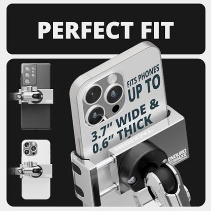 Tackform Chrome Motorcycle Perch/Brake/Clutch Reservoir Phone Mount - Vibration Dampening 20MAXX Spring Cradle | 3.5” Long Reach Arm | Aluminum | Compatible with Harley-Davidson, Gold Wing, More - color: Chrome