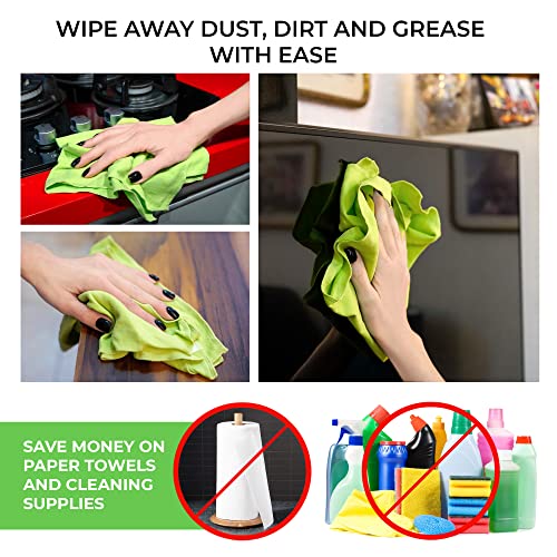 TILO Microfiber Cleaning Cloth – 19x13 Inch Ultra-Absorbent, Reusable Soft Polishing Cloth for Dust, Grease, Dirt – Non-Abrasive – Green - color: Green