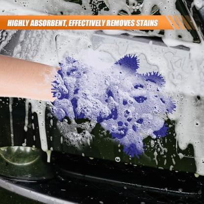 Craedli 2PCS Car Wash Mitts, Anti-Scratch Double Sided 5-Finger Microfiber Car Interior&Exterior Detailing Gloves, Soft Vehicle Chenille Dusting Mitt for Cleaning Wheel Tight Spot (Blue) - color: Blue