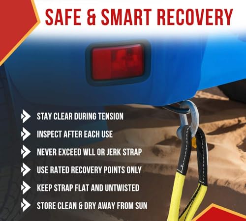Mytee Products 2" X 20' Heavy Duty Recovery Tow Strap 16000 LB Break Strength Towing - size: 1 - Pack