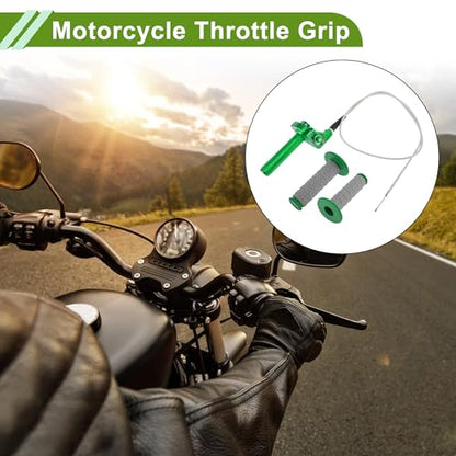 22mm Throttle Grip with 120cm White Throttle Cable 1 Pair of Convex Green Handlebar Covers Plastic Aluminum Alloy Motorcycle Throttle Grip Green - color: Green