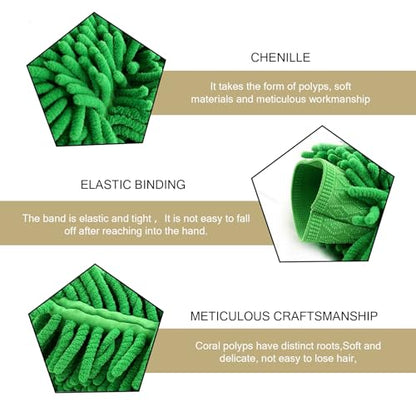 2 PCS Car Microfiber Wash Mitt, 5.51In X 9.05In Chenille, for Car Washing, Elastic Cuff Multi-Purpose Wash Mitt Cleaning Kit (Black)