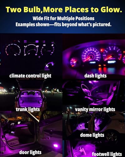 WLJH 40 Pack T5 T10 LED Bulbs with Sockets, Non Polarity Plug and Play, 300 Lumen Dimmable,for Dash Gauge Cluster Interior Dome Map Trunk Cargo and License Plate Lights, Fits 74 2721 194 168, Pink - color: Pink