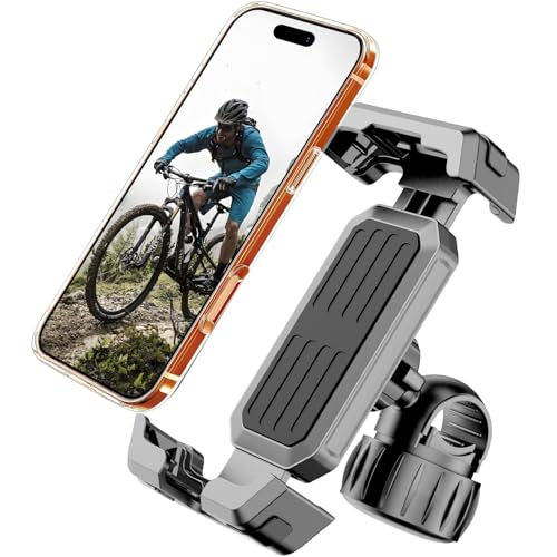 Bike Phone Holder Mount, [Super Easy Install]Motorcycle Phone Mount Clip, [1S Quick Lock]Bicycle Scooter Ebike Handlebar Holder Clamp fit Large Phone Case, Phone Mount for 4.7''-7'' Cell Phones - color: Easy install