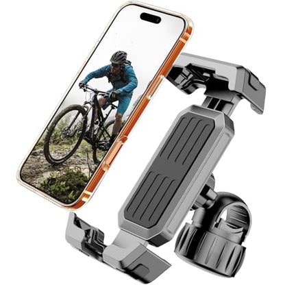 Bike Phone Holder Mount, [Super Easy Install]Motorcycle Phone Mount Clip, [1S Quick Lock]Bicycle Scooter Ebike Handlebar Holder Clamp fit Large Phone Case, Phone Mount for 4.7''-7'' Cell Phones - color: Easy install