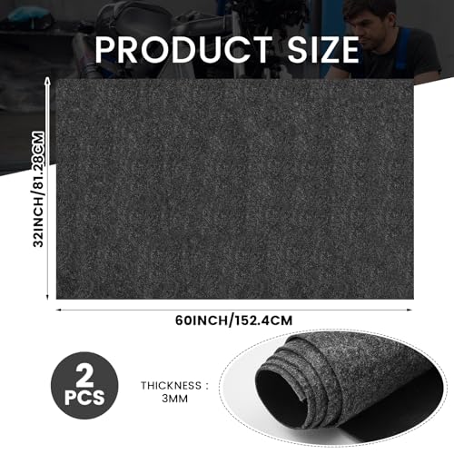 Tinideya 2 Pcs 32 x 60 Inch 3mm Thick Oil Spill Mat for Motorcycle Small Car Golf Cart, Reusable Garage Floor Mat Under Car, Rubber Backing Protect Floor from Oil Drips, Spills, Splashes and Stains