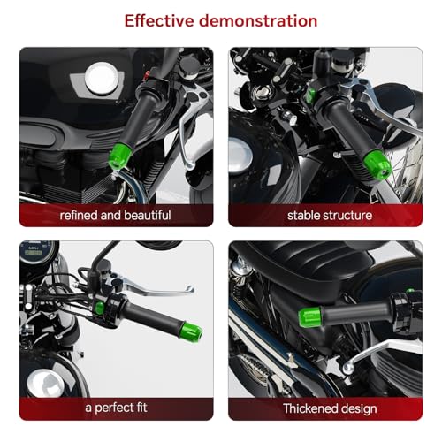 Motorcycle Bar Ends Plug,CNC Handlebar bar Ends Plugs For Ninja400 Ninja500/1000/400R/250/1000SX ZX6R Z650 Z900 Z400 ZX14R ZX10R ZX600 ZX636 ZX4RR ZX4R ER-6n ER-6f GSXR600 750 1000 and other models - color: Green