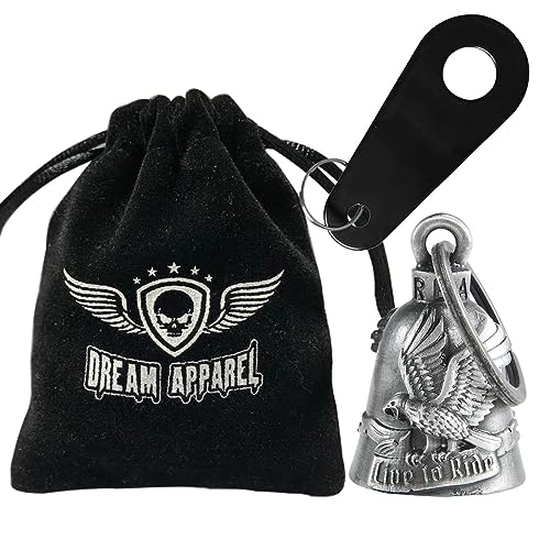 Dream Apparel Motorcycle Bell Guardian Angel Drive Away Gremlin, Biker Bell for Men Women Rider Riding, Good Luck Gift - color: Live to Ride & Eagle
