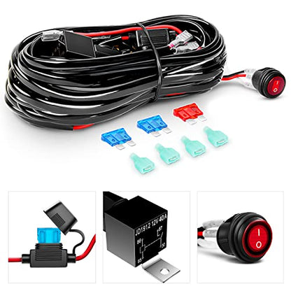 GOOACC 2PCS 60W 4 Inch Triple Row LED Pods Fog Light Mounting Bracket Horizontal Bar Tube Clamp Driving Lighting with 16AWG Off Road Wiring Harness-2 Leads for Truck Golf Cart, Clear,White (Auto-633) - color: 2Pcs LED Pods+ Clamp Bracket+ Wiring Harness