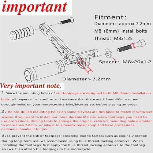 Universal Motorcycle Bicycle Folding Foot Pegs 90 Degree Foldable Electric Motorbike Ebike For Super73 S2/ZX/RX/R/S Passenger Footrests Rearsets Rear Set Footpegs foot Rest Pedals M8 Install Bolts - color: Black-Foldable