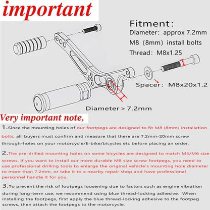 Universal Motorcycle Bicycle Folding Foot Pegs 90 Degree Foldable Electric Motorbike Ebike For Super73 S2/ZX/RX/R/S Passenger Footrests Rearsets Rear Set Footpegs foot Rest Pedals M8 Install Bolts - color: Black-Foldable