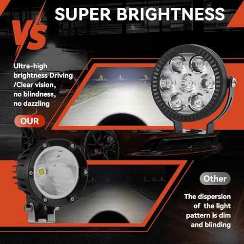 2Pcs 4.5inch 120W LED Light Pods with Amber Covers, 12000LM Yellow Fog Light Pods LED Light Bar Offroad Driving Lights,for Jeep Wrangler Truck Car ATV SUV Motorcycle Cabin Boat (2Pcs 4.5Inch Lights) - size: 2Pcs 4.5Inch Lights