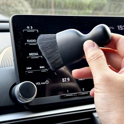 Car Detailing Brush, Soft Bristle Cleaning Brush, Scratch-Free Auto Duster Tool for Dashboard, Air Vents, Leather & Interior Cleaning (Black) - color: Black